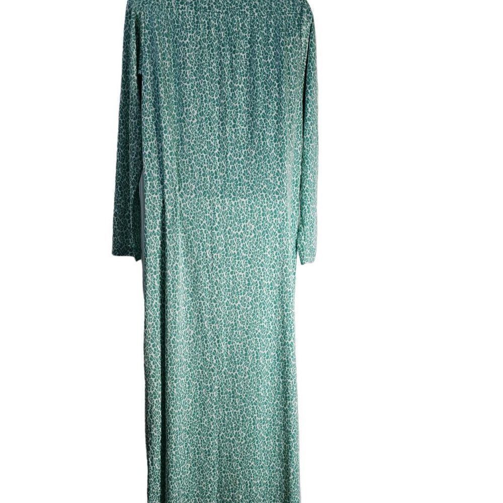 Vintage 70s House Coat Hostess Gown Womens Size Small Green Maxi Long Nylon - Picture 5 of 8